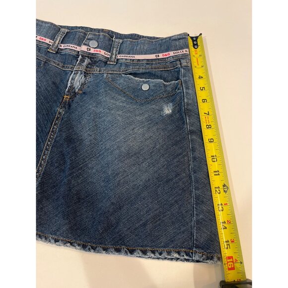 D&G Dolce & Gabbana Womens Distressed Denim Mini Skirt With Frayed Hem Size M - Picture 8 of 9